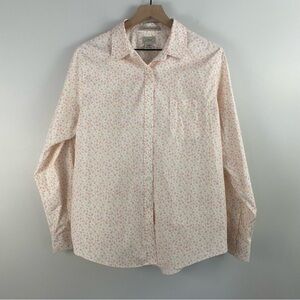 L.L. Bean Pink & Yellow Floral Button-up Oxford Top